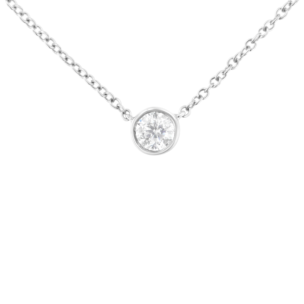 10K Gold 0.25 Carat Diamond Classic Bezel-Set Solitaire Pendant Necklace with